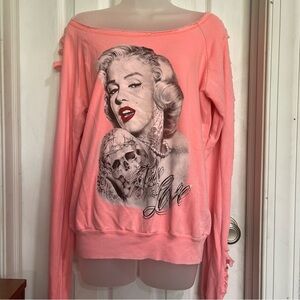 Women's Pink Graphic Off-Shoulder Top
